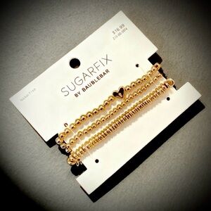 SUGARFIX BY BAUBLEBAR Gold stretch 3 Piece Beaded Bracelet Set